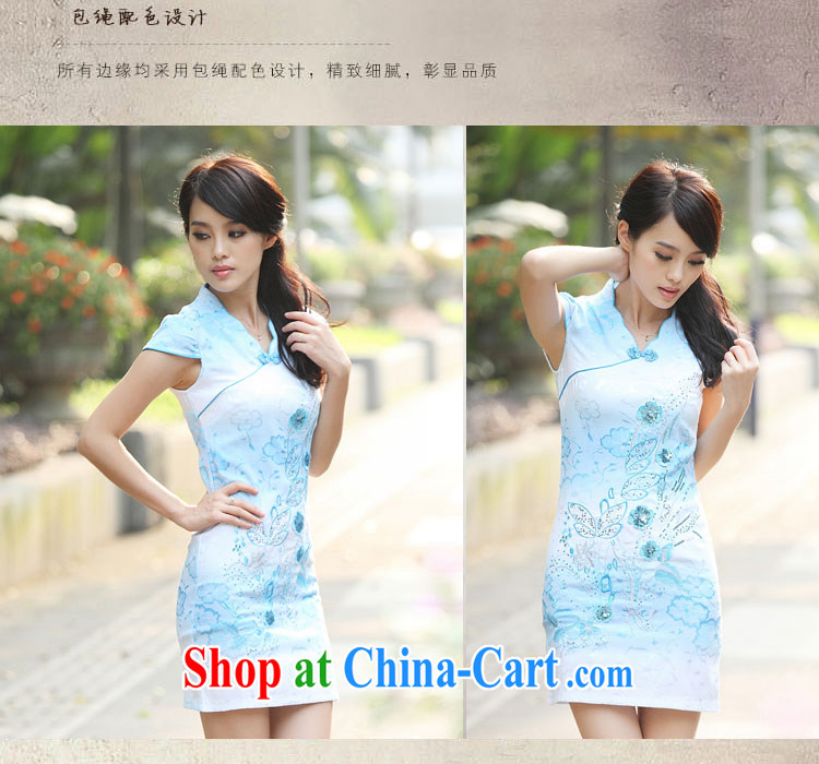 Kosovo Lucy (Woxi) 2014 new cheongsam dress dresses summer improved stylish retro dresses blue XL pictures, price, brand platters! Elections are good character, the national distribution, so why buy now enjoy more preferential! Health