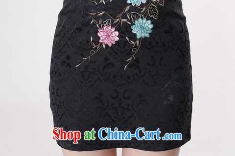 Jing An outfit summer improved retro dresses V collar cotton embroidered Chinese improved cheongsam dress short 0214 - A black L (recommendations 110 - 115 jack) pictures, price, brand platters! Elections are good character, the national distribution, so why buy now enjoy more preferential! Health
