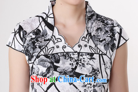 Jing An outfit summer improved retro dresses V collar cotton stamp Chinese improved cheongsam dress short 0209 white 2XL (recommendations 120 - 130 jack) pictures, price, brand platters! Elections are good character, the national distribution, so why buy now enjoy more preferential! Health