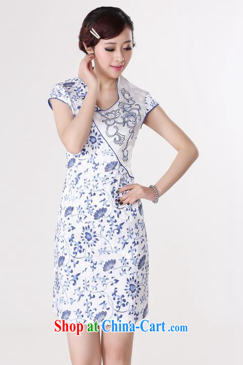 Jing An outfit summer improved retro dresses V collar cotton blue and white porcelain Chinese improved cheongsam dress short, 0208 white 2XL (recommendations 120 - 130 jack) pictures, price, brand platters! Elections are good character, the national distribution, so why buy now enjoy more preferential! Health