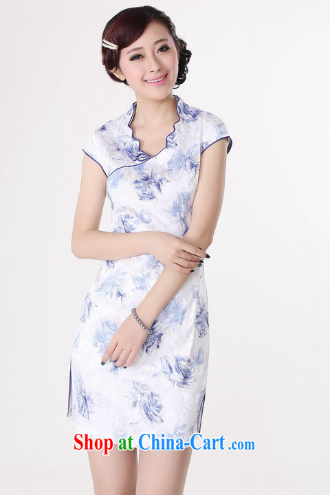 Jing An outfit summer improved retro dresses V collar cotton stamp Chinese improved cheongsam dress short 0206 white Orchid 2 XL (recommendations 120 - 130 jack) pictures, price, brand platters! Elections are good character, the national distribution, so why buy now enjoy more preferential! Health