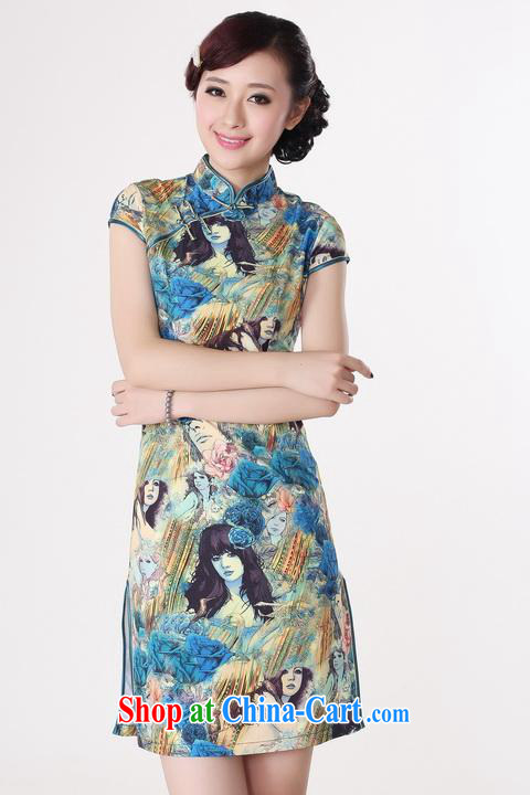 An Jing Jing contributed dresses summer improved retro dresses, for a tight silk hand-painted Chinese improved cheongsam dress short 0196 blue 2 XL (120 - 130 ) jack pictures, price, brand platters! Elections are good character, the national distribution, so why buy now enjoy more preferential! Health