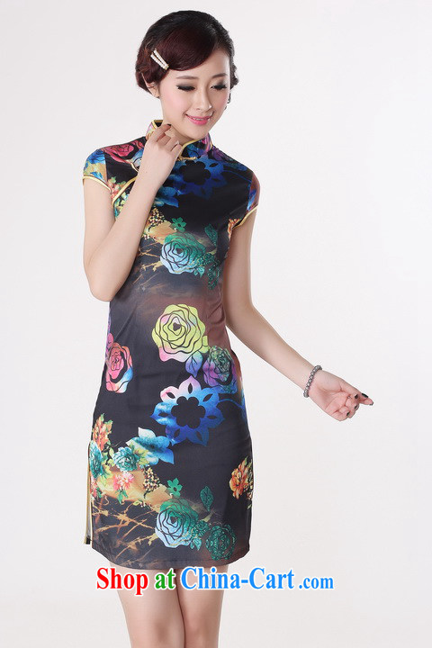Jing An outfit summer improved retro dresses, for a tight silk stamp Chinese improved cheongsam dress short 0195 blue 2 XL (recommendations 120 - 130 jack) pictures, price, brand platters! Elections are good character, the national distribution, so why buy now enjoy more preferential! Health