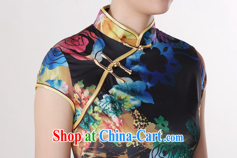 Jing An outfit summer improved retro dresses, for a tight silk stamp Chinese improved cheongsam dress short 0195 blue 2 XL (recommendations 120 - 130 jack) pictures, price, brand platters! Elections are good character, the national distribution, so why buy now enjoy more preferential! Health
