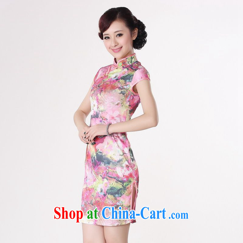 Miss Au King contributed dresses summer improved retro dresses, for a tight silk stamp Chinese improved cheongsam dress short 0194 red 2 XL (recommendations 120 - 130 jack), an Jing, shopping on the Internet