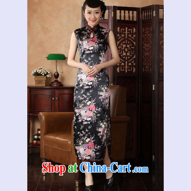 Take the 2014 summer new female cheongsam Chinese improved, for cotton hand-painted Chinese Antique long cheongsam J 146 5113 black 2 XL, figure, and, on-line shopping