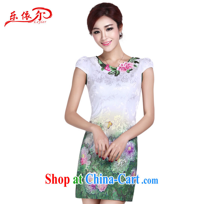And, in accordance with elegant embroidered dresses cheongsam dress female beauty, long dresses and stylish sexy retro white XL