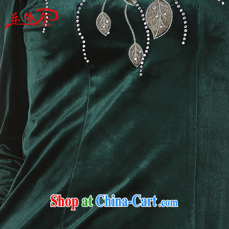 And, in accordance with new wool long-sleeved dresses retro embroidered cheongsam dress improved stylish beauty autumn skirt army green XXL, in accordance with (leyier), shopping on the Internet