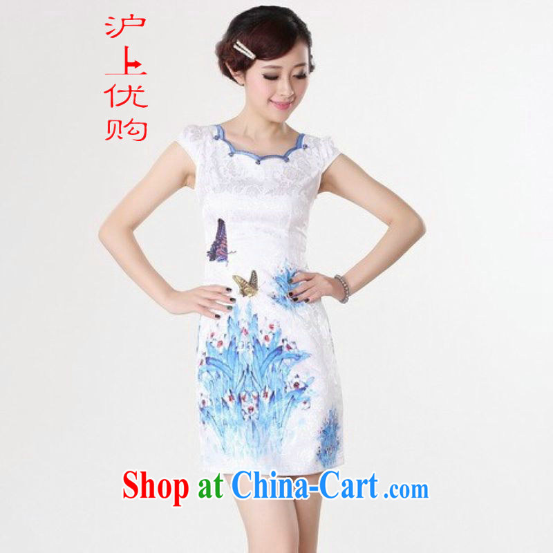 Shanghai, optimize purchase dresses summer improved retro dresses with pure cotton hand-painted Chinese improved cheongsam dress short white S recommendations 85 - 95 jack