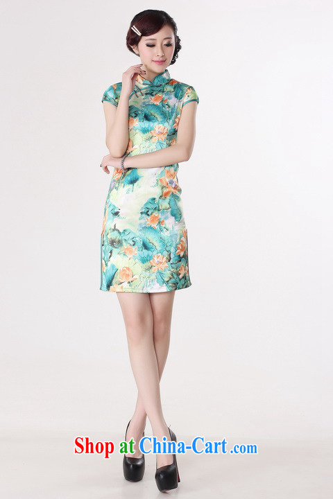 Shanghai, optimize purchase dresses summer improved retro dresses, for a tight cotton hand-painted Chinese improved cheongsam dress short - B green 2 XL recommendations 120 - 130 Jack pictures, price, brand platters! Elections are good character, the national distribution, so why buy now enjoy more preferential! Health