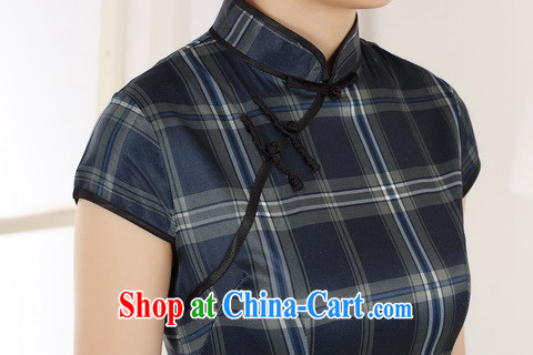 Shanghai, optimize purchase dresses summer improved retro dresses, for a tight grid Chinese improved cheongsam dress short - A purple 2 XL recommendations 120 - 130 Jack pictures, price, brand platters! Elections are good character, the national distribution, so why buy now enjoy more preferential! Health