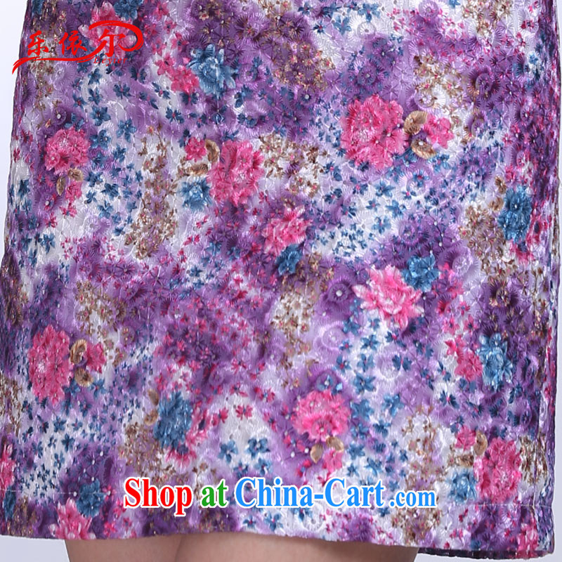 And, according to the 2015 summer fashion short-sleeved dresses and elegant floral personalized thin dresses light purple S, in accordance with (leyier), shopping on the Internet