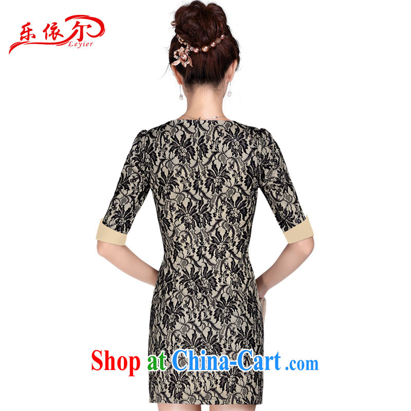And in autumn and the new, the cuff antique dresses sexy and elegant embroidery cheongsam 2015 lace daily outfit apricot S, in accordance with (leyier), shopping on the Internet