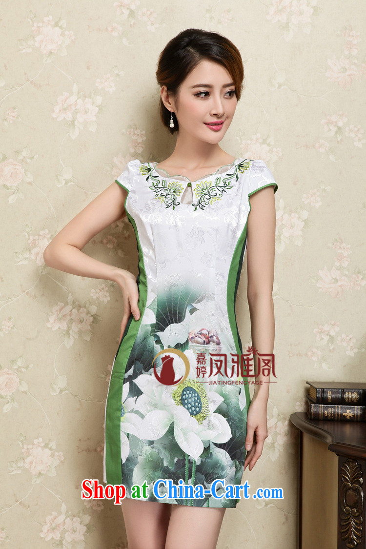 Kam-world the Hyatt summer new women with elegant antique lady aura OL commuter temperament with uniform embroidered edge beauty graphics thin improved daily cheongsam dress green XXL pictures, price, brand platters! Elections are good character, the national distribution, so why buy now enjoy more preferential! Health