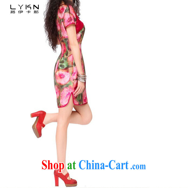 Road, the emulation, the stamp duty charge-back short sleeve cheongsam dress beauty dresses A 6010 red L, the card, and shopping on the Internet