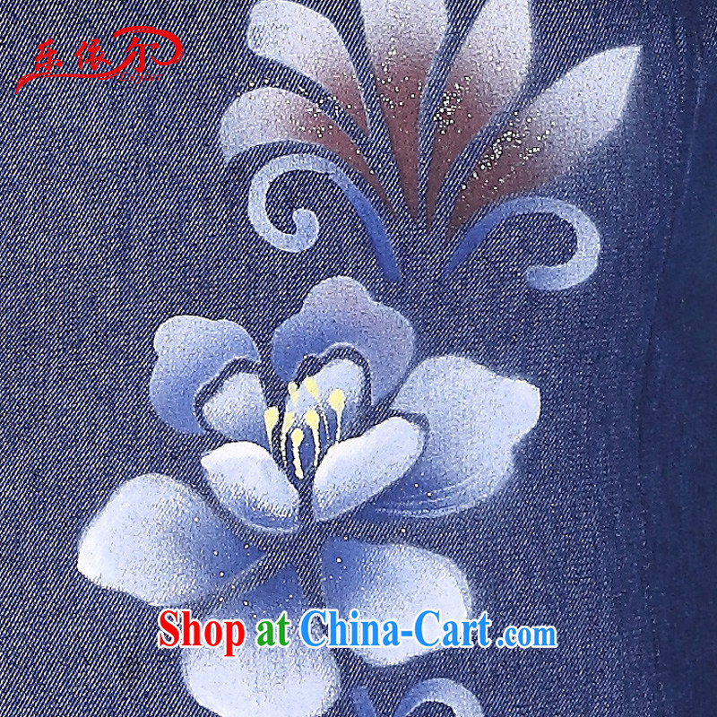 And, according to Mr Ronald ARCULLI is new, improved cheongsam short stylish dress cheongsam dress dress Chinese antique dresses dark blue XL, in accordance with (leyier), shopping on the Internet