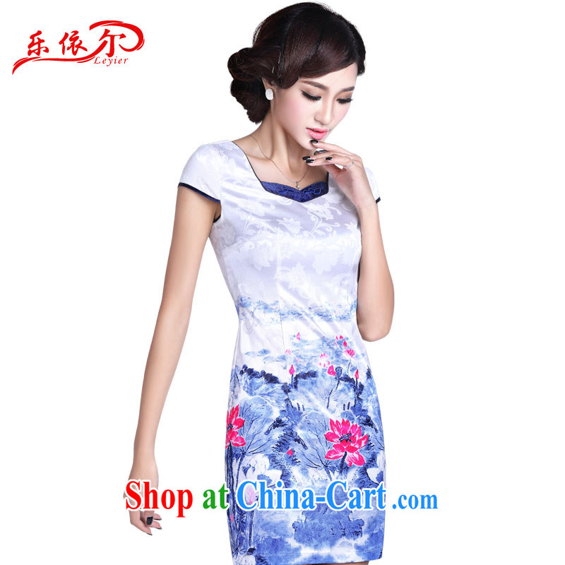 And, in accordance with 2014 New Beauty video thin hand-painted cheongsam dress retro elegant sense of improved short cheongsam white XL, in accordance with (leyier), shopping on the Internet