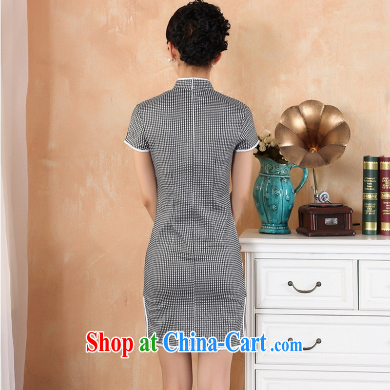 Take the 2014 new summer stylish Chinese improved cheongsam Ethnic Wind aura grid, for a tight cotton robes 2325 - 1 black L, figure, and, shopping on the Internet