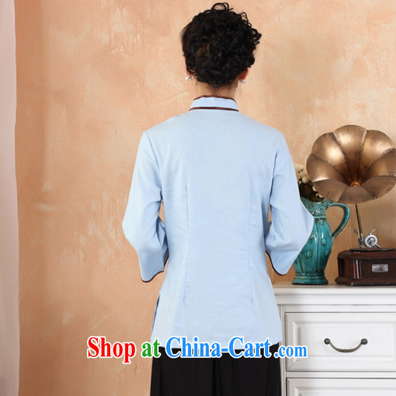 Take the 2014 new dresses T-shirt cotton the larger Chinese female improved Han-Chinese, autumn - 1 sky blue 3 XL, figure, and shopping on the Internet
