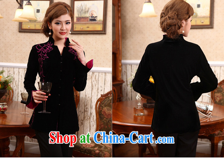 2014 spring new Chinese jacket spring thick long-sleeved mother Chinese T-shirt Ms. X 417 black 4XL pictures, price, brand platters! Elections are good character, the national distribution, so why buy now enjoy more preferential! Health