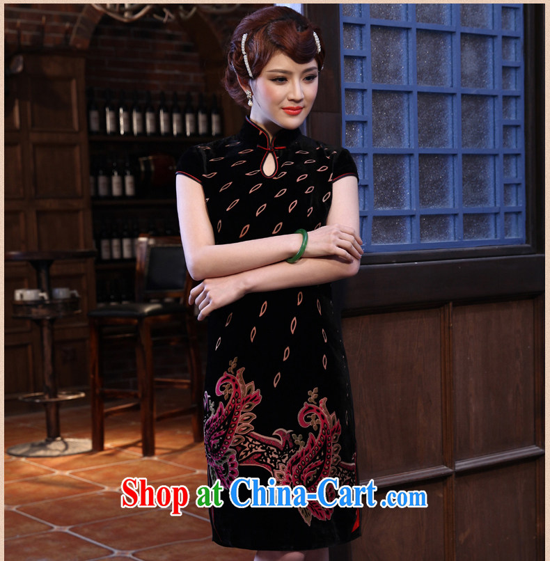 2014 spring new dresses Chinese Embroidery painting Ethnic Wind short cheongsam embroidered black XXL pictures, price, brand platters! Elections are good character, the national distribution, so why buy now enjoy more preferential! Health