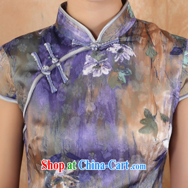Take the new summer clothes, for Chinese China wind improved version hand-painted short-sleeved short cheongsam Tang - 3 purple L, figure, and shopping on the Internet