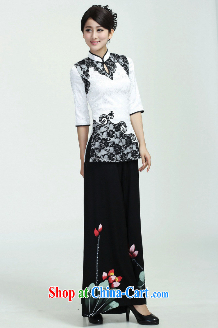 Take the new summer Women's clothes Chinese Chinese refined and elegant elegant, for Lace Embroidery, cuff cheongsam shirt white 3XL pictures, price, brand platters! Elections are good character, the national distribution, so why buy now enjoy more preferential! Health