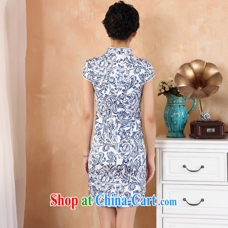 Take the new summer girls and stylish Chinese improved female outfit is tight, for a hand-painted blue and white porcelain cotton robes white 2XL, spend figure, online shopping