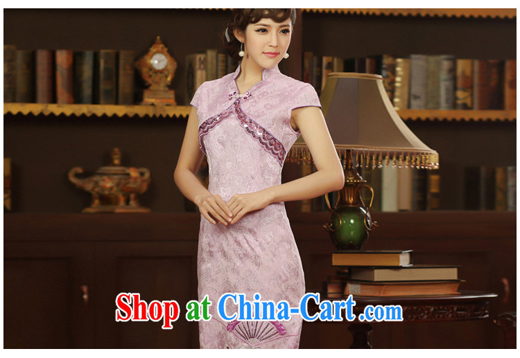 2014 qipao qipao, cheongsam dress improved and stylish embroidery new short-sleeved dresses purple XXL pictures, price, brand platters! Elections are good character, the national distribution, so why buy now enjoy more preferential! Health