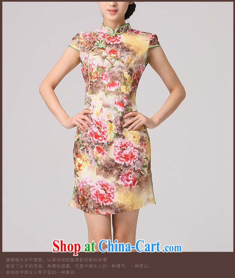 2014 qipao qipao cheongsam beauty skirt daily improved Stylish retro ceremonial cheongsam peony flower essence of saffron XXL pictures, price, brand platters! Elections are good character, the national distribution, so why buy now enjoy more preferential! Health