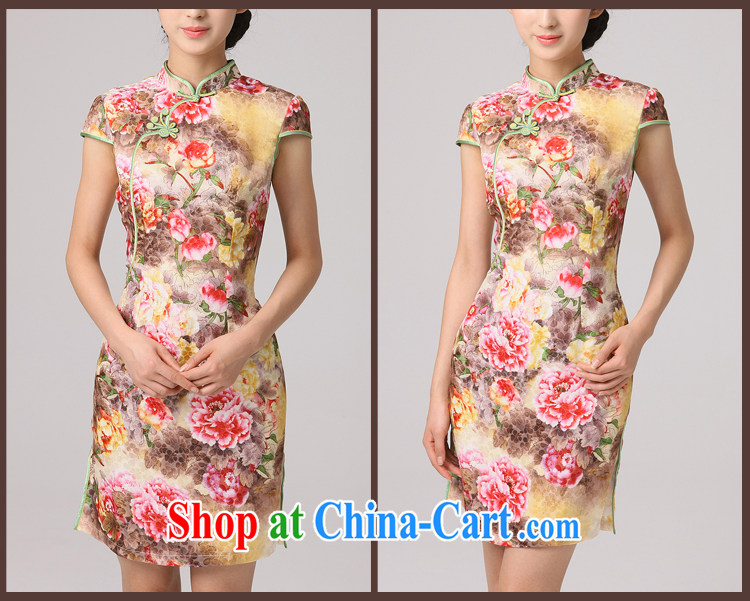 2014 qipao qipao cheongsam beauty skirt daily improved Stylish retro ceremonial cheongsam peony flower essence of saffron XXL pictures, price, brand platters! Elections are good character, the national distribution, so why buy now enjoy more preferential! Health