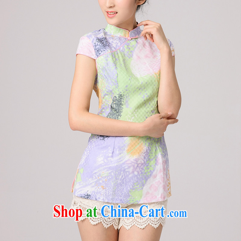 2014 qipao cheongsam dress new improved cheongsam shirt retro arts Chinese national small fresh purple green XXL