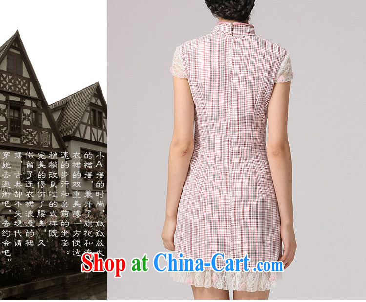 2014 cheongsam Chinese classical classical style 100 Ground improvement grid korea outfit linen dresses lace shoulder tartan XXL pictures, price, brand platters! Elections are good character, the national distribution, so why buy now enjoy more preferential! Health