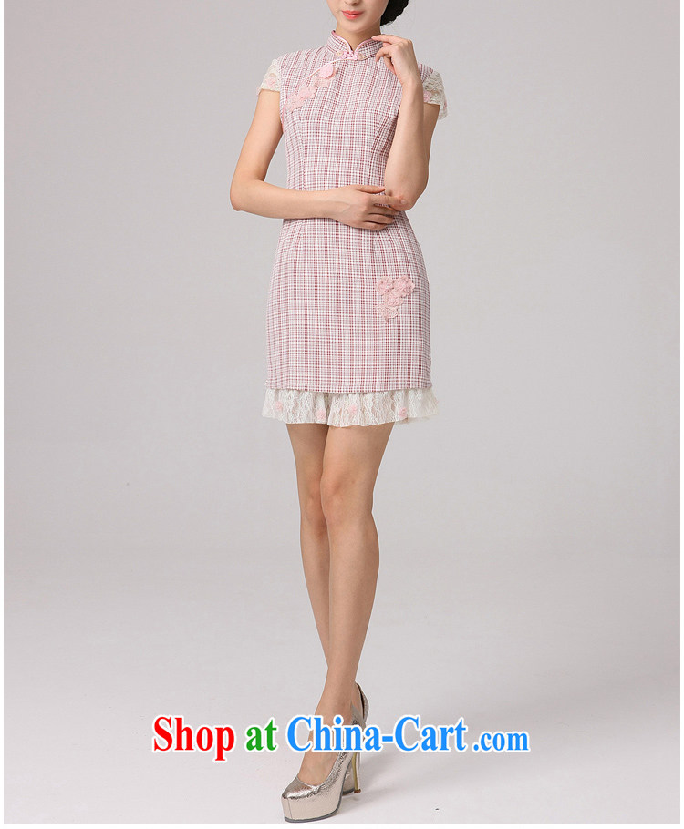 2014 cheongsam Chinese classical classical style 100 Ground improvement grid korea outfit linen dresses lace shoulder tartan XXL pictures, price, brand platters! Elections are good character, the national distribution, so why buy now enjoy more preferential! Health