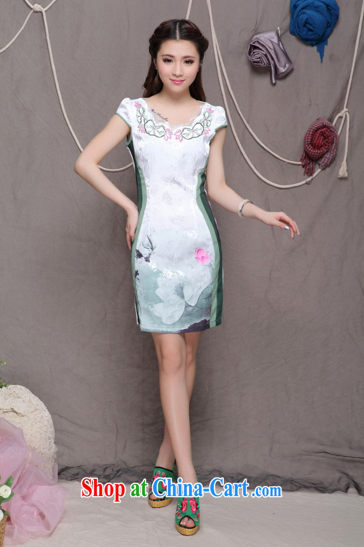 Stakeholders line cloud high-end ethnic wind women stylish Chinese qipao dress retro beauty graphics thin cheongsam dress ZM 9910 green XXL pictures, price, brand platters! Elections are good character, the national distribution, so why buy now enjoy more preferential! Health