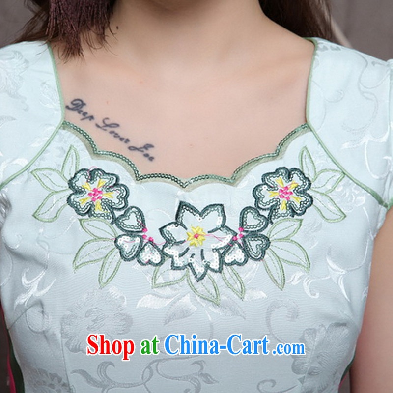 Stakeholders line cloud high-end ethnic wind women stylish Chinese qipao dress retro beauty graphics thin cheongsam dress ZM 9910 green XXL stakeholders, the cloud (YouThinking), and, on-line shopping
