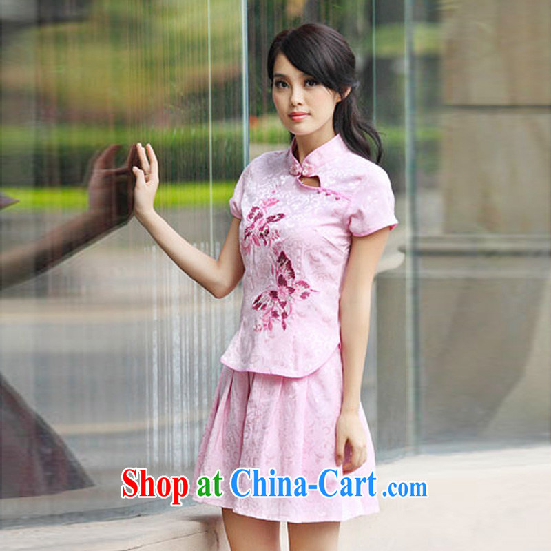 Julie code 2014 summer new, genuine elegant retro fresh Chinese to Butterfly cheongsam dress set pink XL, and Li (DEAYLIEE), shopping on the Internet