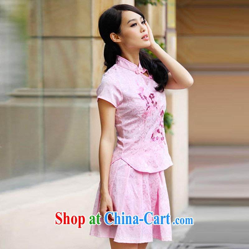 Julie code 2014 summer new, genuine elegant retro fresh Chinese to Butterfly cheongsam dress set pink XL, and Li (DEAYLIEE), shopping on the Internet