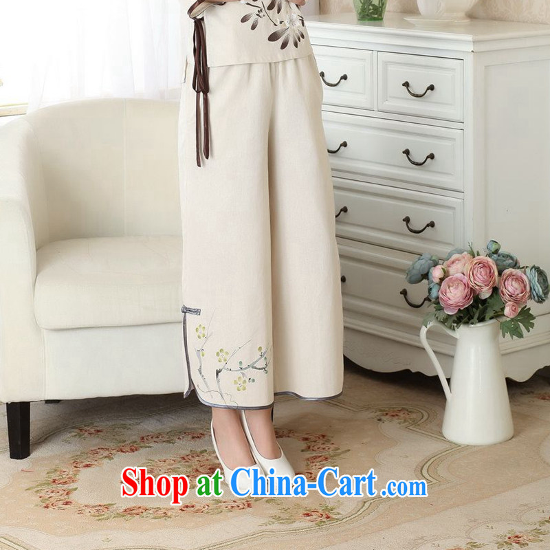 Take the 2014 new summer Tang women Ms. pants costumes Han-wide legged pants Ethnic Wind cotton the female P 0012 m yellow L, figure, and shopping on the Internet