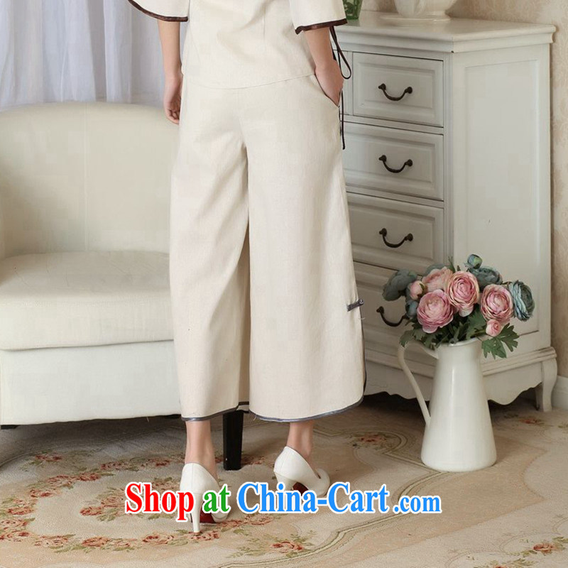 Take the 2014 new summer Tang women Ms. pants costumes Han-wide legged pants Ethnic Wind cotton the female P 0012 m yellow L, figure, and shopping on the Internet