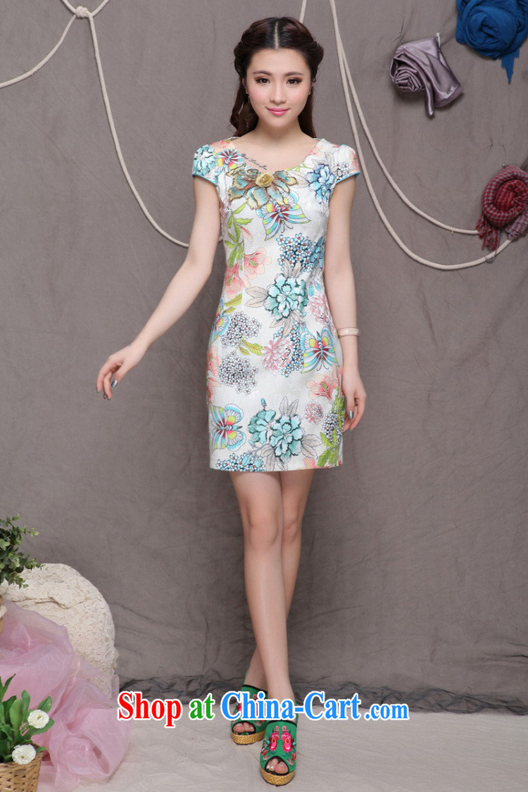 At stake line cloud high-end ethnic wind female Chinese qipao dress retro embroidered cheongsam dress female ZM 9907 apricot XXL pictures, price, brand platters! Elections are good character, the national distribution, so why buy now enjoy more preferential! Health