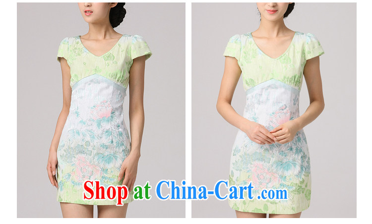 robes women 2014 summer skirt outfit V collar stitching ethnic wind cuffs three-dimensional Chinese improved fashion cheongsam green XXL pictures, price, brand platters! Elections are good character, the national distribution, so why buy now enjoy more preferential! Health