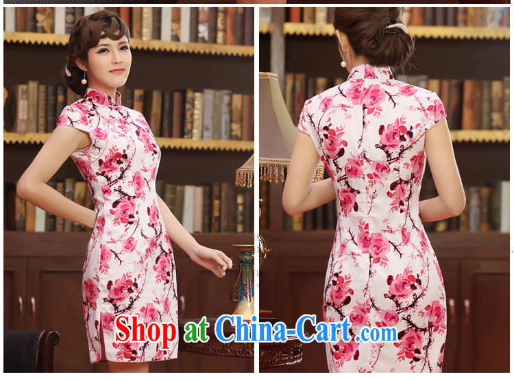 Dresses 2014 summer retro daily improved stylish beauty short cheongsam dress Ethnic Wind stamp cheongsam pink XXL pictures, price, brand platters! Elections are good character, the national distribution, so why buy now enjoy more preferential! Health
