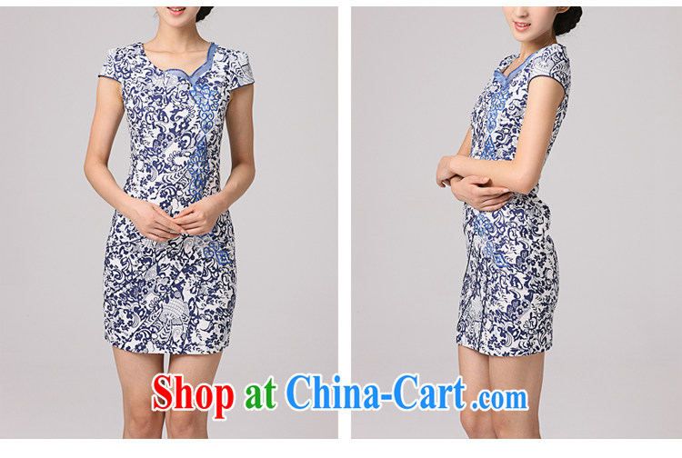2014 summer dresses female blue and white porcelain dress retro style short improved stylish blue US qipao dress blue floral XXL pictures, price, brand platters! Elections are good character, the national distribution, so why buy now enjoy more preferential! Health