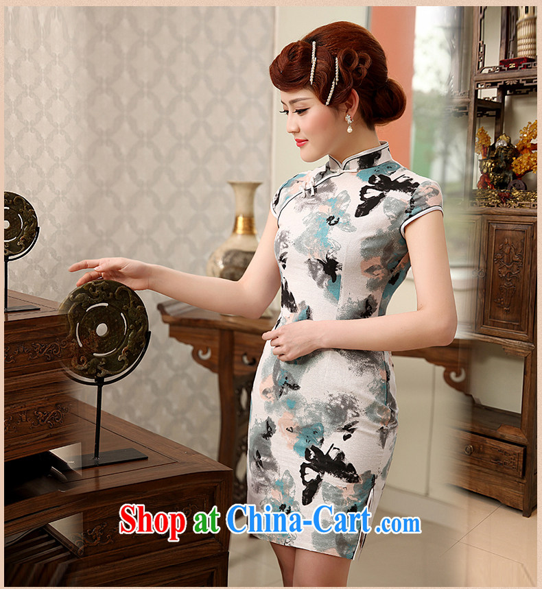 Dresses 2014 summer hot selling cotton robes the burglary, hot retro fashion beauty linen short cheongsam white XXL pictures, price, brand platters! Elections are good character, the national distribution, so why buy now enjoy more preferential! Health