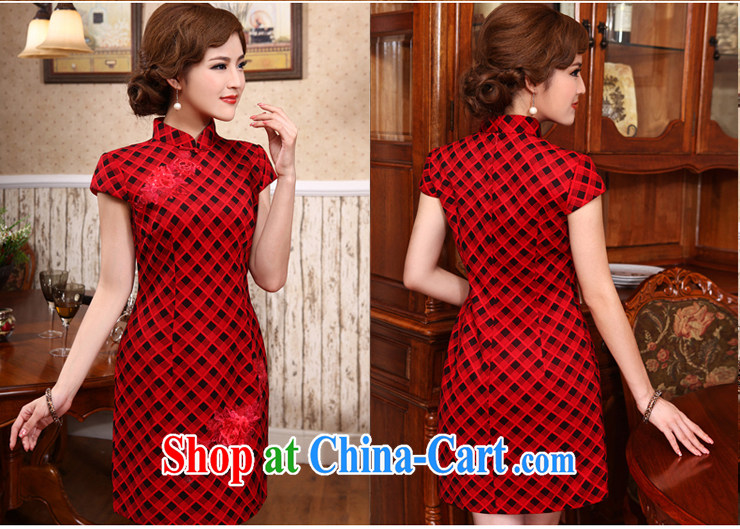Dresses 2014 summer NEW classic traditional dress tartan outfit improved Tang with short cheongsam X 587 red 2 XL pictures, price, brand platters! Elections are good character, the national distribution, so why buy now enjoy more preferential! Health