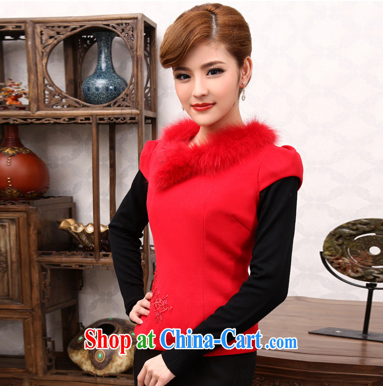 Dresses 2014 new Girls fall winter clothes and stylish short hair collar vest retro improved cheongsam shirt red 2XL pictures, price, brand platters! Elections are good character, the national distribution, so why buy now enjoy more preferential! Health
