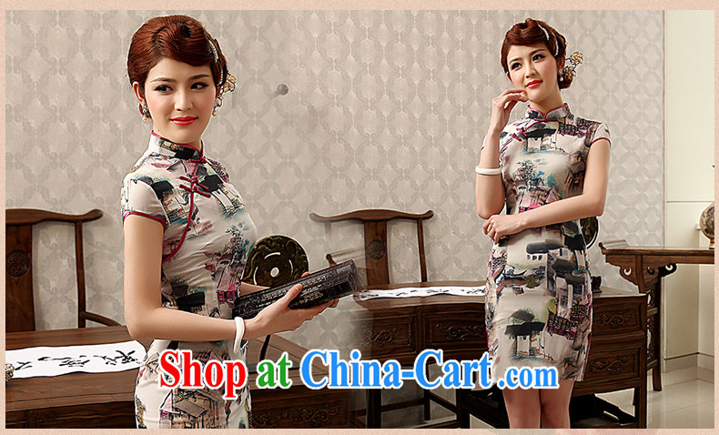 Dresses 2014 summer new Ice silk improved stylish retro daily short Chinese qipao dress white XXL pictures, price, brand platters! Elections are good character, the national distribution, so why buy now enjoy more preferential! Health