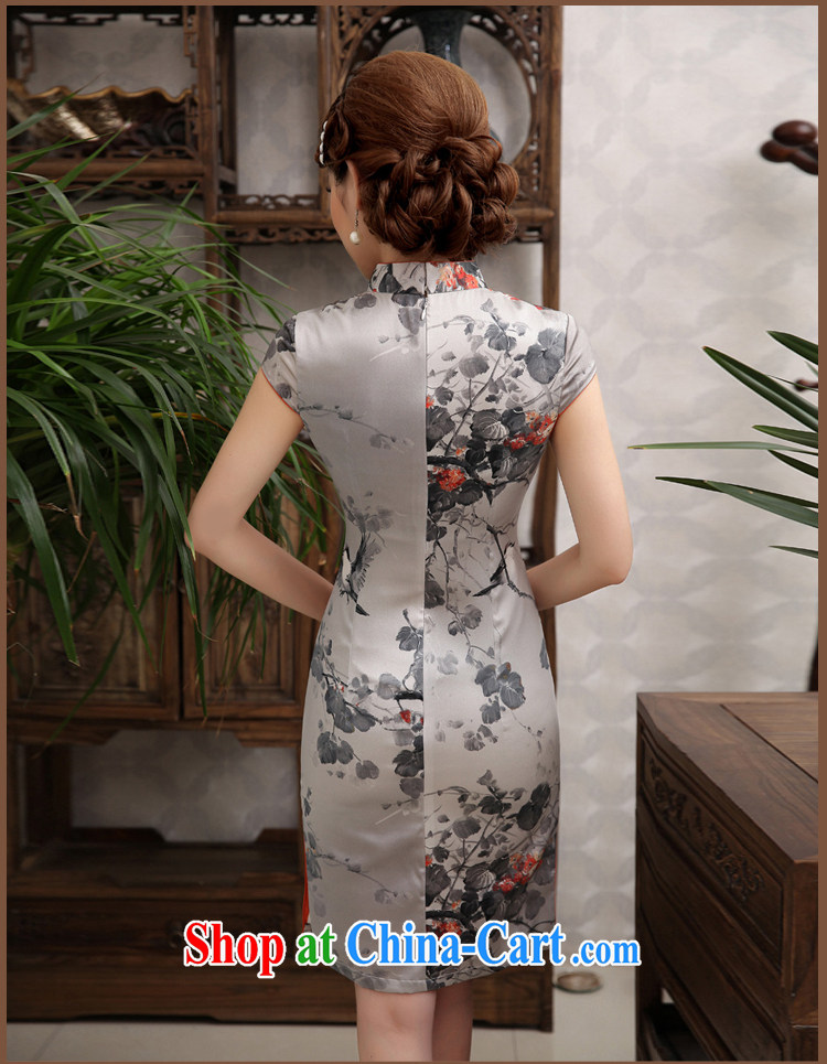 qipao hi bird welcome 2014 upscale sauna silk women national water and ink beauty retro improved Silk Cheongsam short gray XXL pictures, price, brand platters! Elections are good character, the national distribution, so why buy now enjoy more preferential! Health
