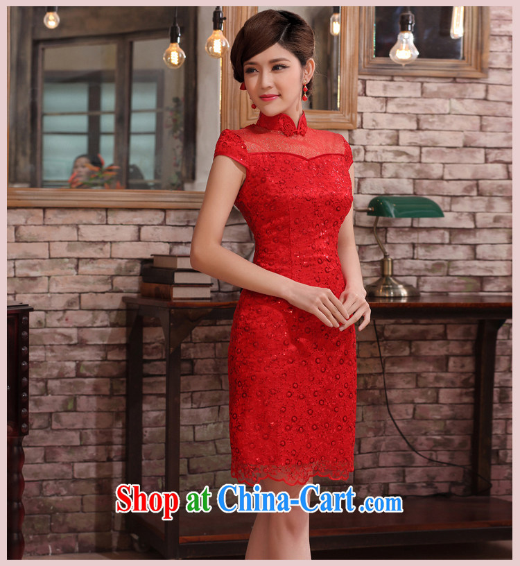 Dresses 2014 summer dresses high fashion improved lace cuff in cheongsam dress Chinese bride toast cheongsam pink XXL pictures, price, brand platters! Elections are good character, the national distribution, so why buy now enjoy more preferential! Health